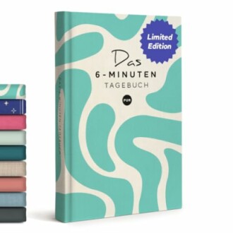 Das 6-Minuten Tagebuch in limitierter Auflage mit blauem und weißem Muster
