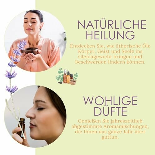 Zwei Frauen genießen ätherische Öle für Heilung und Wohlbefinden.