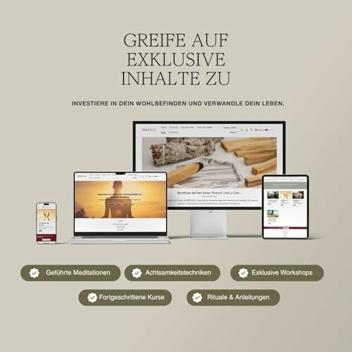 Digitale Geräte mit Wellness-Inhalten auf Bildschirmen