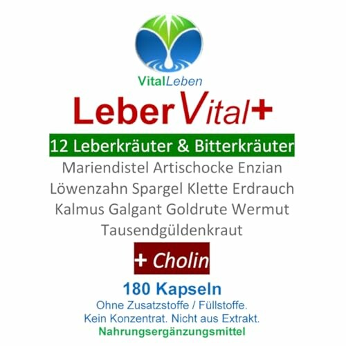 Lebervital Plus Nahrungsergänzungsmittel mit 12 Leberkräutern und Cholin