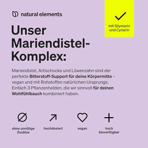 Natürliche Ergänzung mit Mariendistel, Artischocke und Löwenzahn für Bitterstoff-Support.