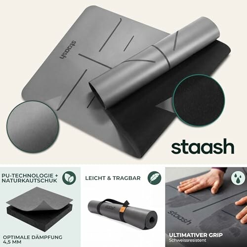 Premium Yogamatte mit PU-Technologie und Naturkautschuk