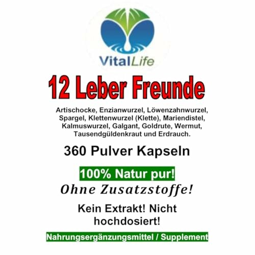 Vital Life 12 Leber Freunde Nahrungsergänzungsmittel.