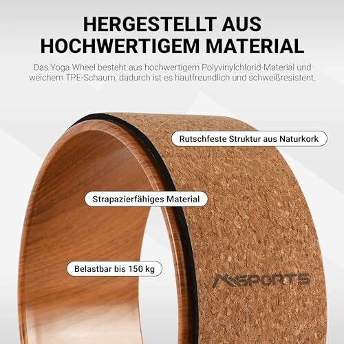 Yoga-Rad aus hochwertigem Material mit Naturkork